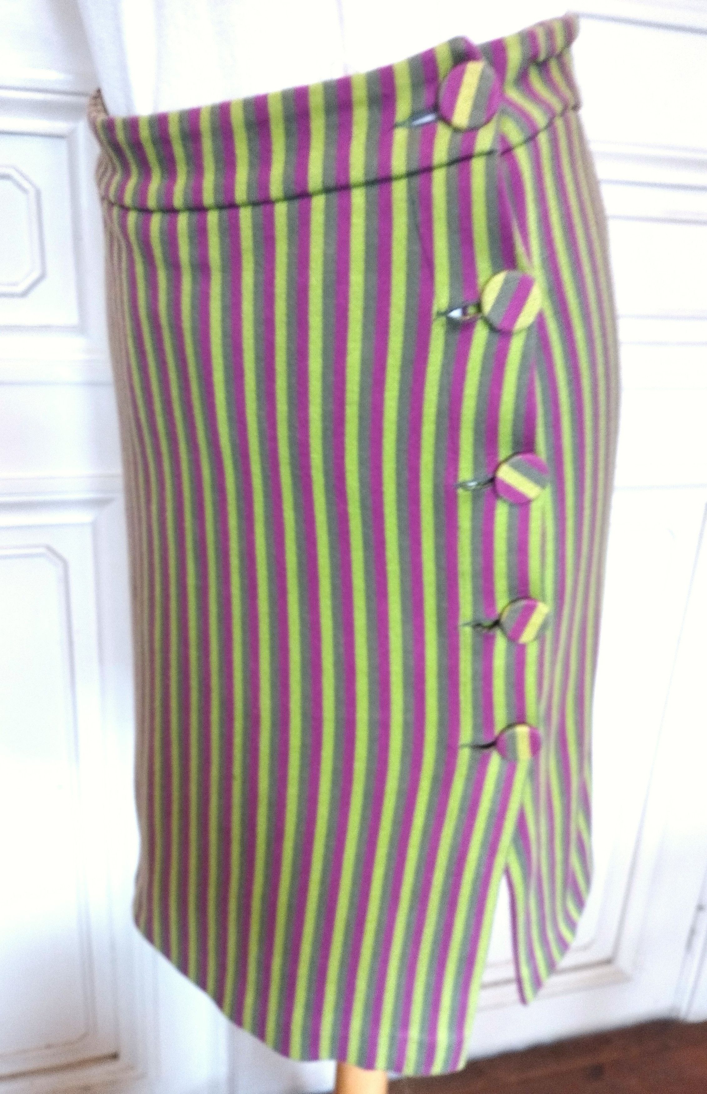 agnes b. Agnes B Jupe Retro Bayadere T S Size 26" / US 2 / IT 38 - 2 Thumbnail