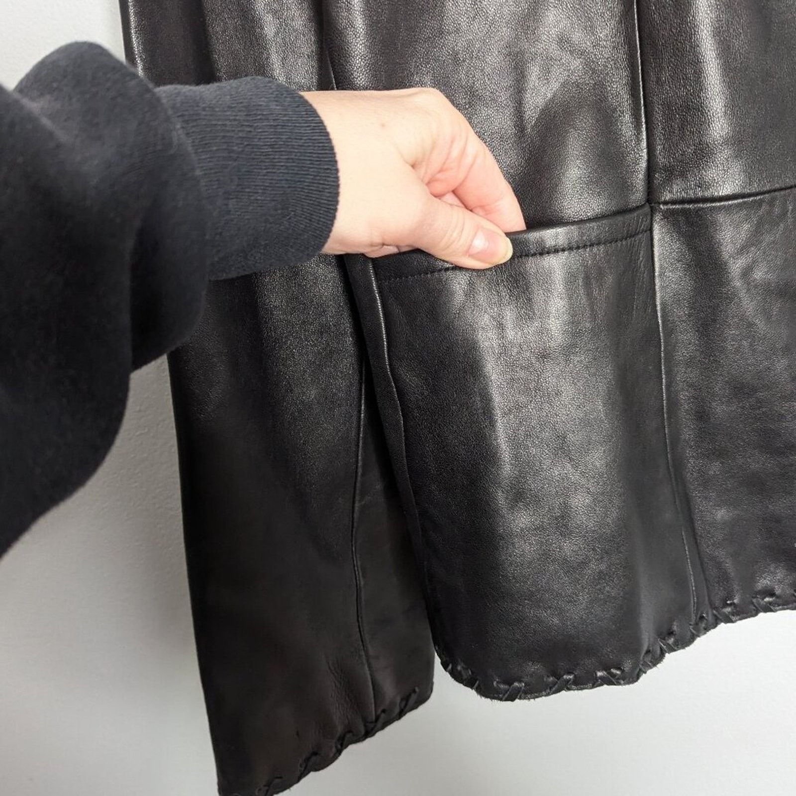 Vintage Vintage Jones New York Black Leather Long Sleeve Blazer L Size L / US 10 / IT 46 - 6 Thumbnail