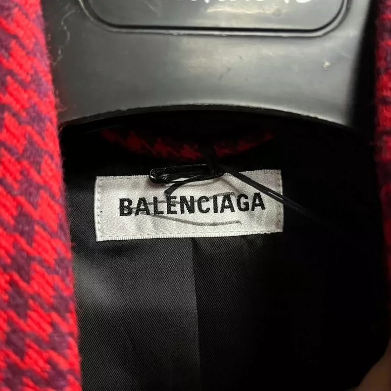 Balenciaga Balenciaga Red Checked Hourglass Overcoat Size 4XL / US 24-26 - 3 Thumbnail