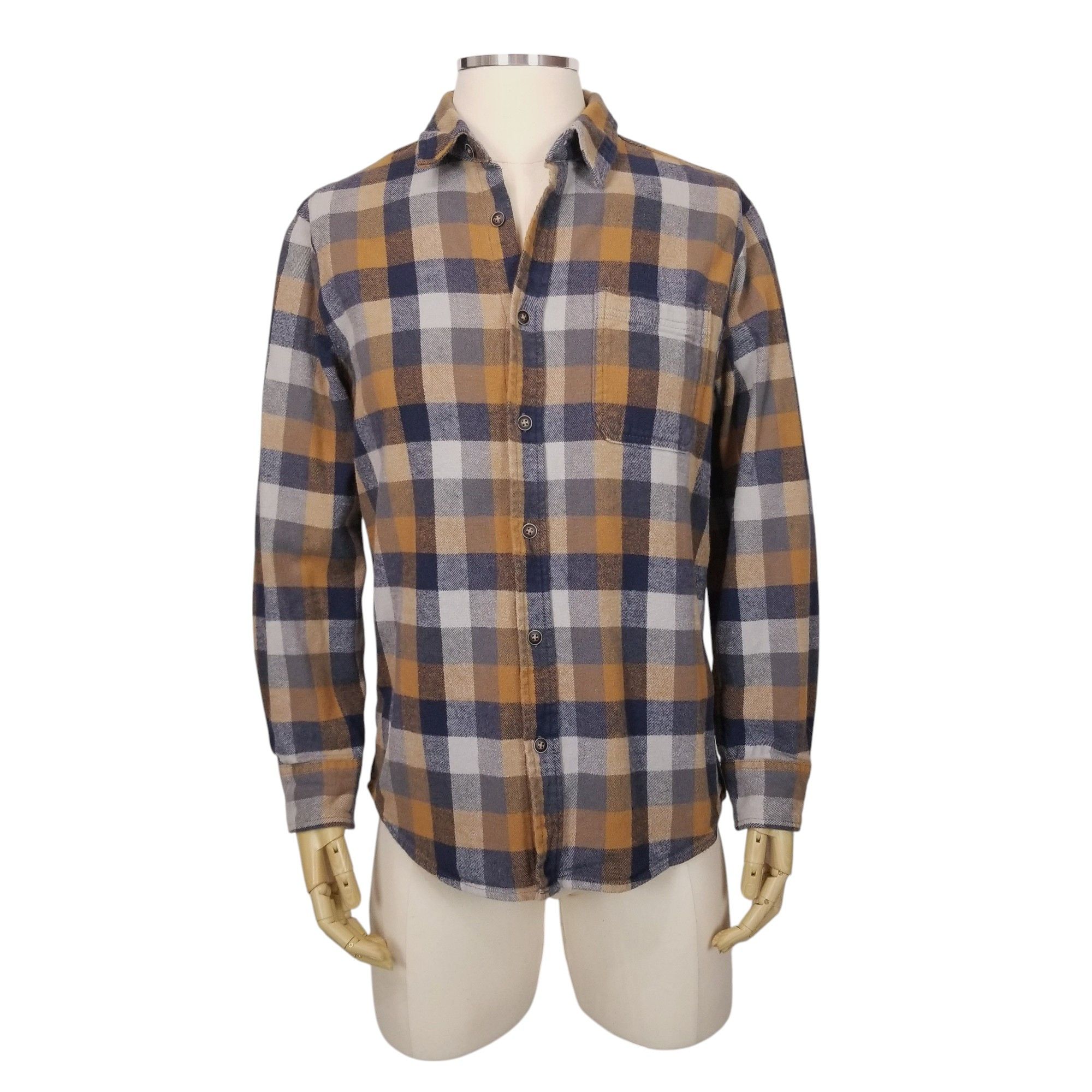 Lee Stretch Flannel Plaid Shirt Camel Tan Gray Size US L / EU 52-54 / 3 - 1 Thumbnail