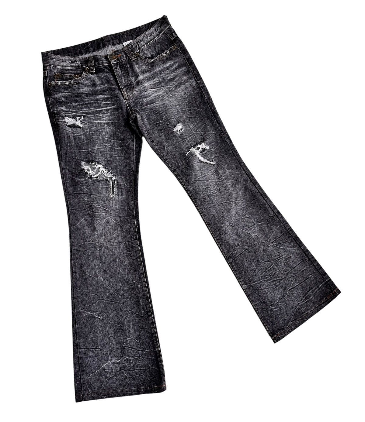 HyperDenim 🔥Achival Japanese Brand AGAT Distressed Flare Jeans Size US 32 / EU 48 - 10 Thumbnail