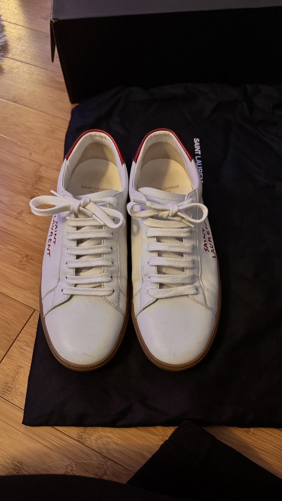 Saint Laurent Paris Saint Laurent Court Classic SL/06 Low 'White Metallic Red' Size US 11 / IT 41 - 2 Thumbnail