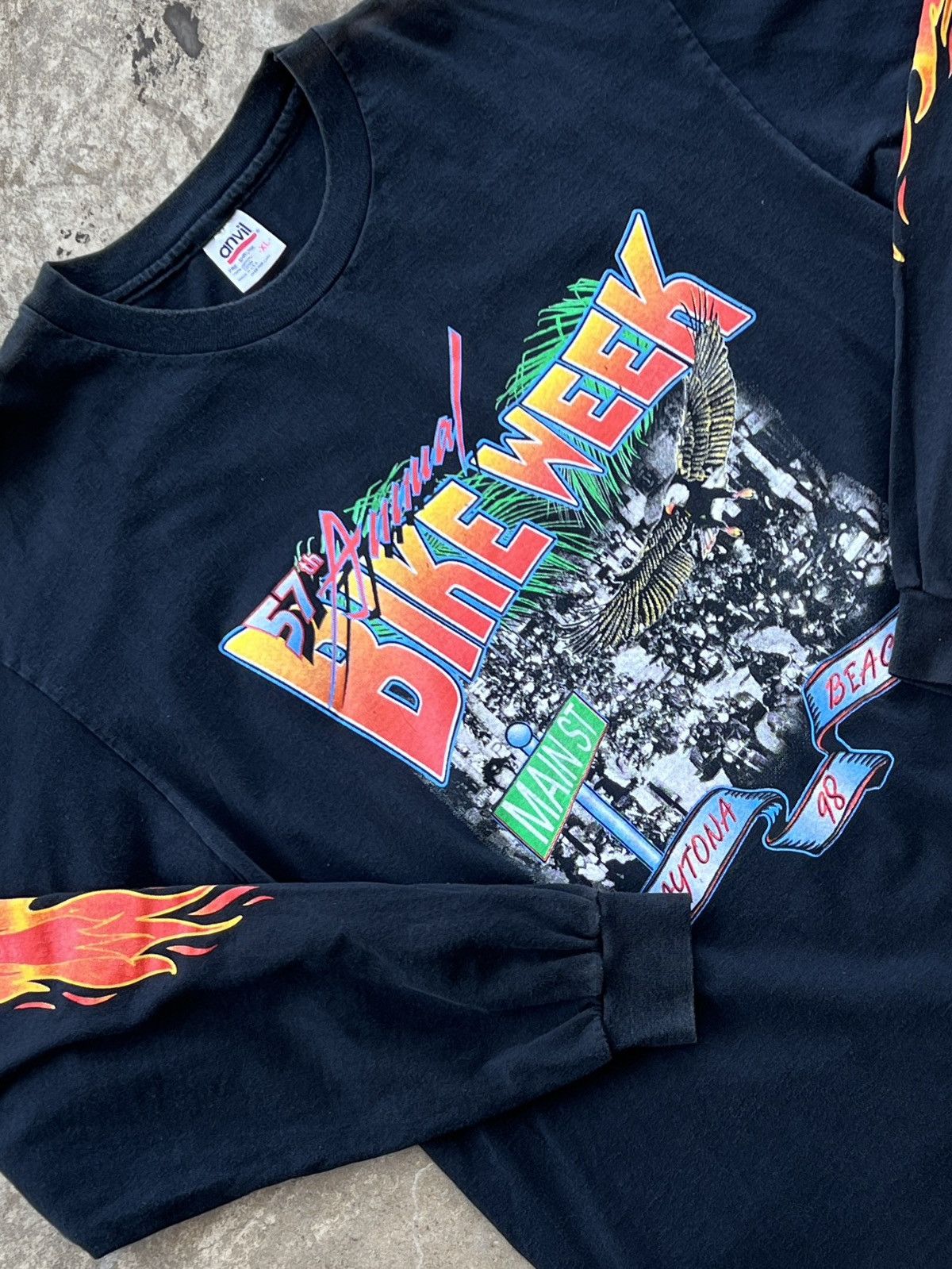 Harley Davidson Vintage 1998 Bike Week Daytona Beach Motorcycle LS Flame 3XL Size US XXL / EU 58 / 5 - 1 Thumbnail
