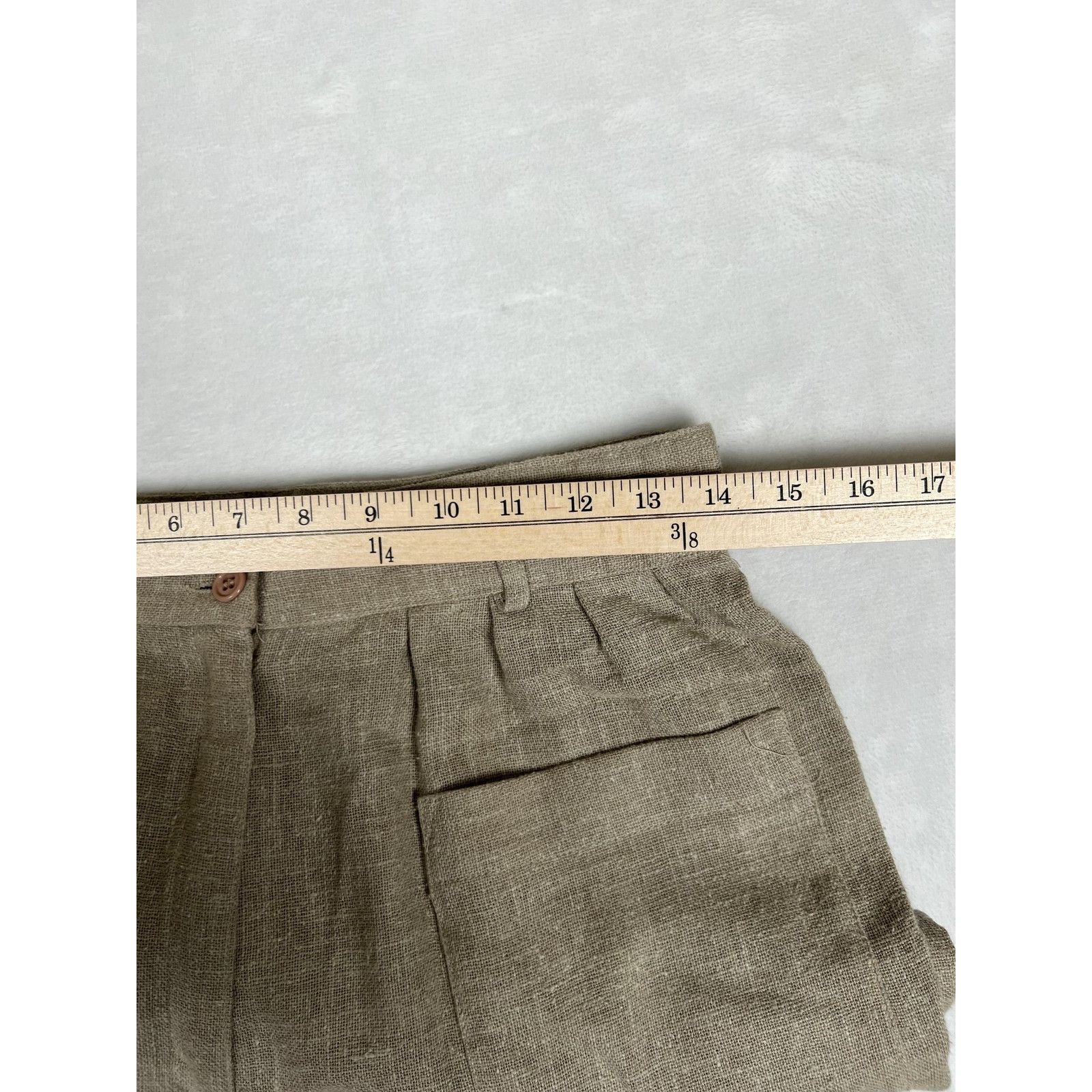 Vintage Vintage BIS Pants Womens 44 Beige Linen Pleated Straight Leg Size 28" / US 6 / IT 42 - 3 Thumbnail