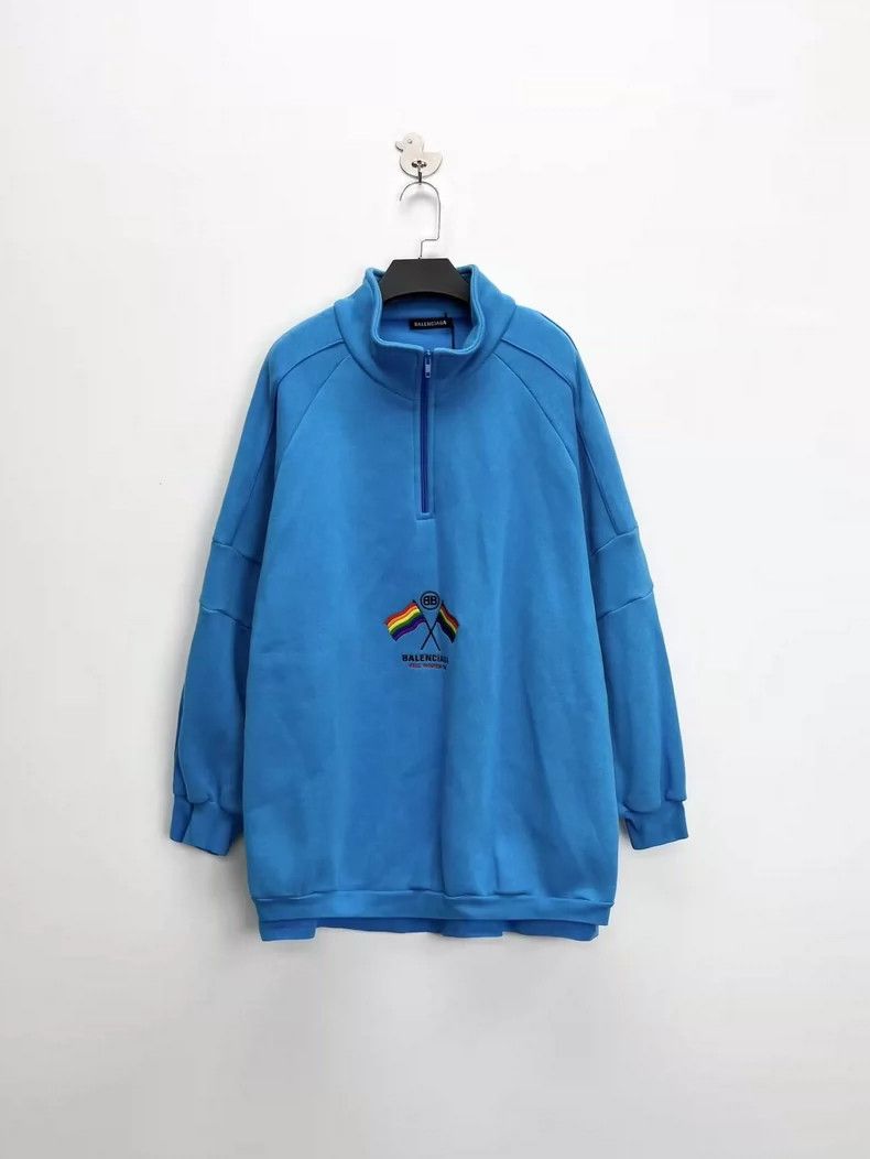 Balenciaga Balenciaga Blue embroidered monogrammed logo bunting half- Size US S / EU 44-46 / 1 - 1 Thumbnail