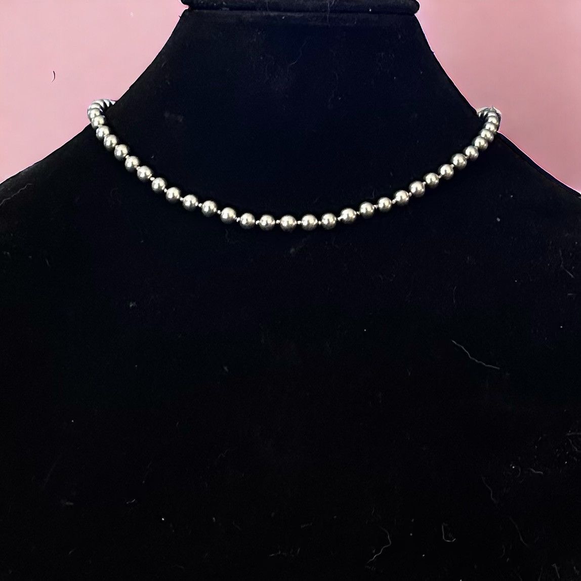 Vintage Vintage metallic silver glass pearl necklace Size ONE SIZE - 1 Thumbnail