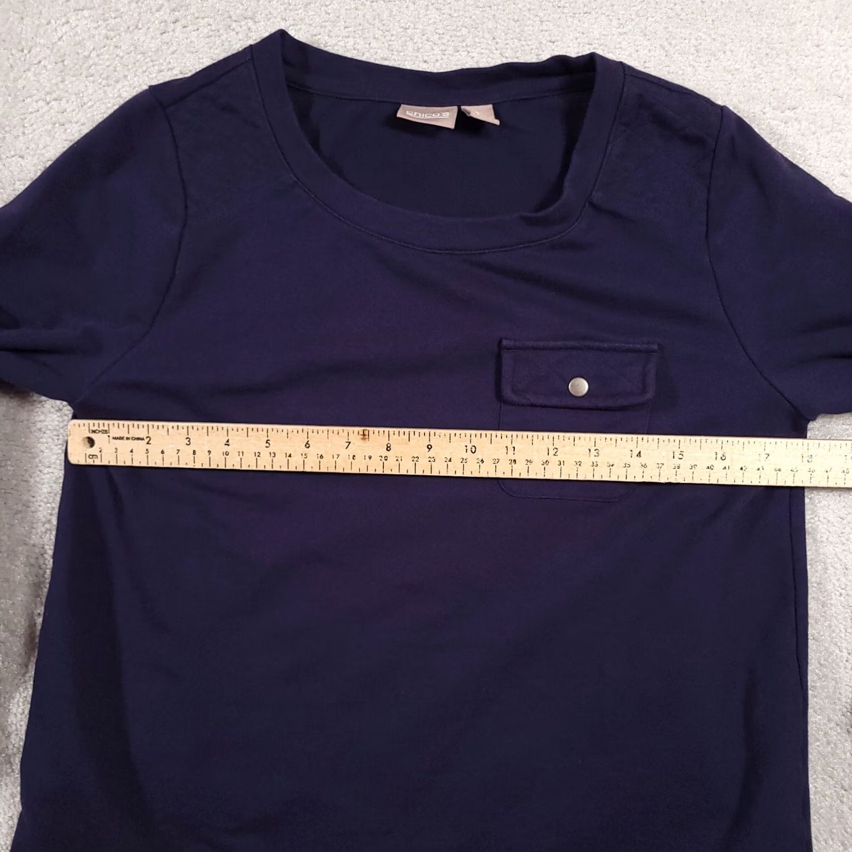 Vintage Chico's Shirt Women’s 1 US Medium Navy Blue 3/4 Sleeve Heavy Knit Casual Pocket Shirt Size M / US 6-8 / IT 42-44 - 7 Thumbnail