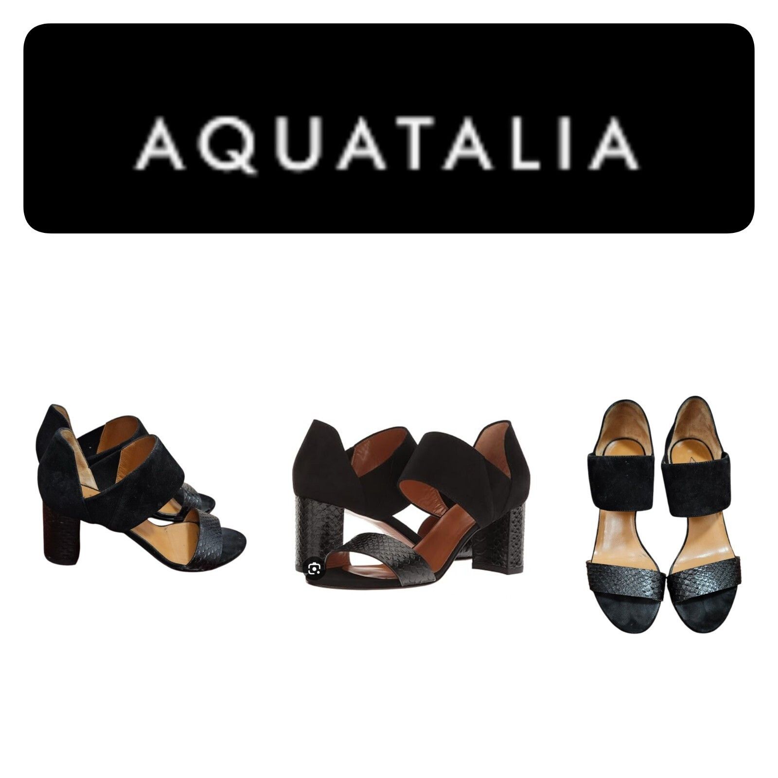 Aquatalia Aquatalia Suzanne Sneak print and Suede Black open toe shoes Size US 6.5 / IT 36.5 - 15 Thumbnail