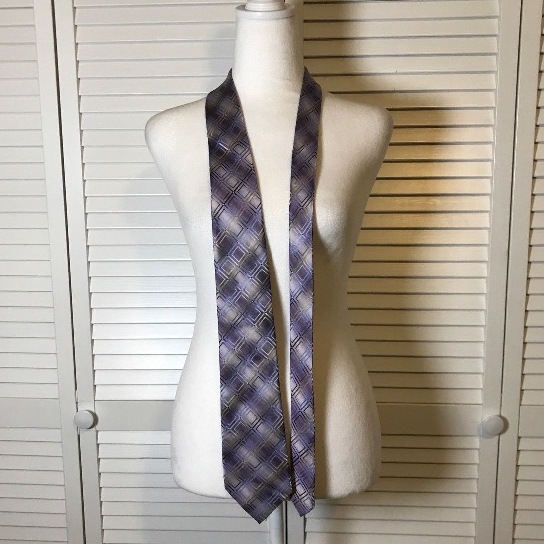Stafford Stafford Purple Geometric Silk Classic Wide Men Necktie Size ONE SIZE - 2 Thumbnail