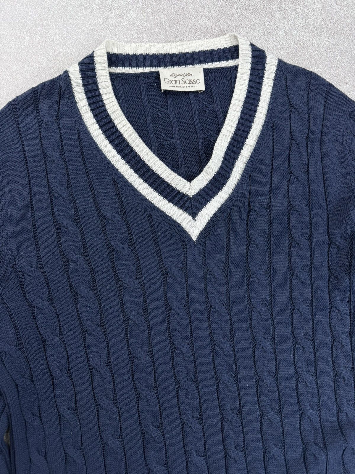 Gran Sasso Gran Sasso Oraganic Cotton V-Neck Knit Sweater Size 50 Size US M / EU 48-50 / 2 - 6 Thumbnail