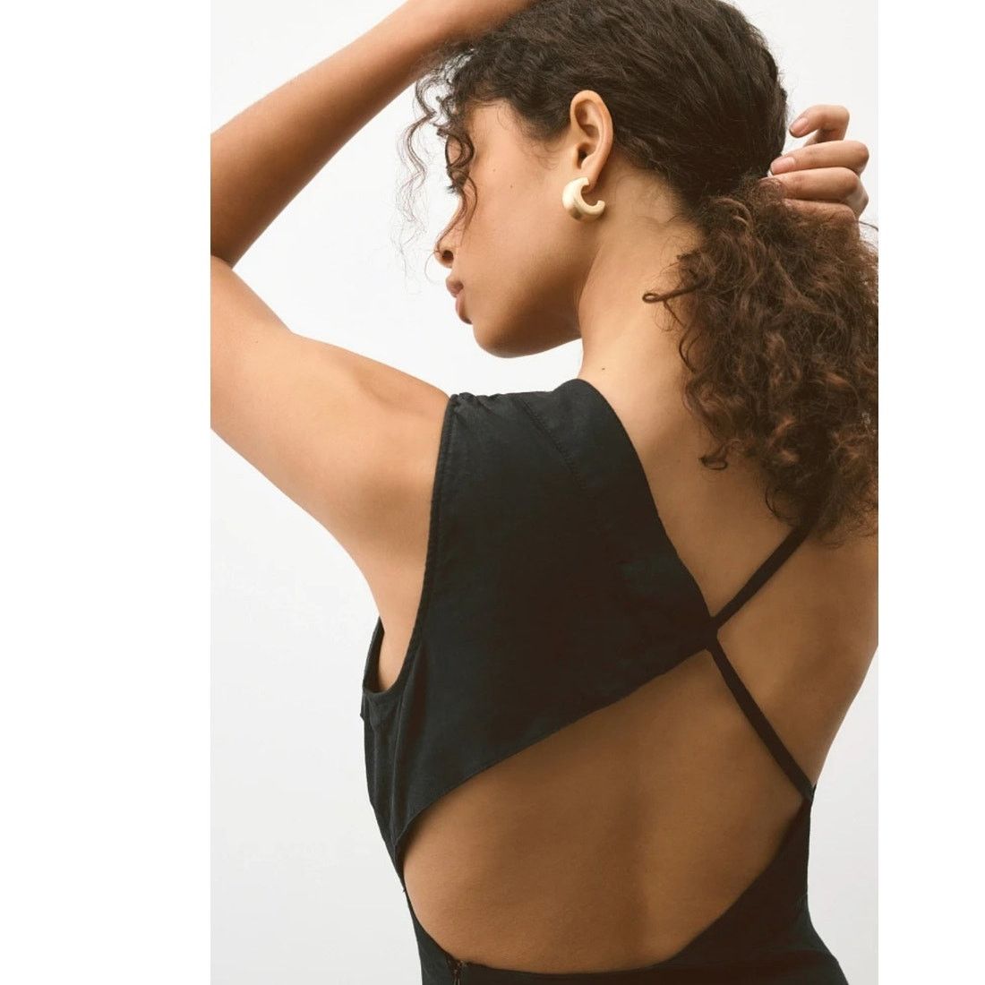 Anthropologie NWT Sleeveless Asymmetrical Open-Back Linen Midi Dress $178 Size M / US 6-8 / IT 42-44 - 3 Thumbnail