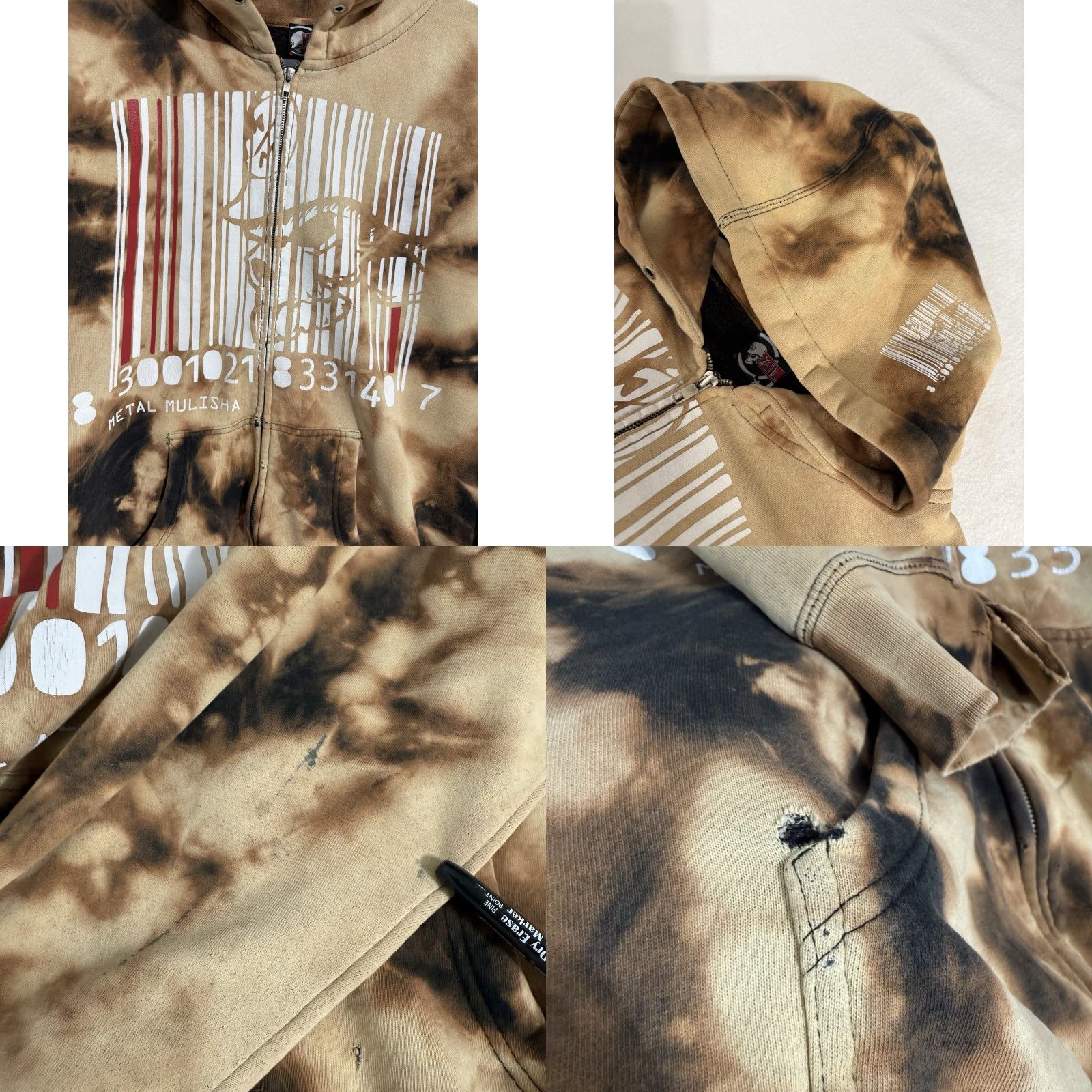 Metal Mulisha Metal Mulisha Hoodie XL Brown Skull Full Zip Mens Distressed Y2K Graphic Print Hooded Front Zip Size US XL / EU 56 / 4 - 8 Thumbnail