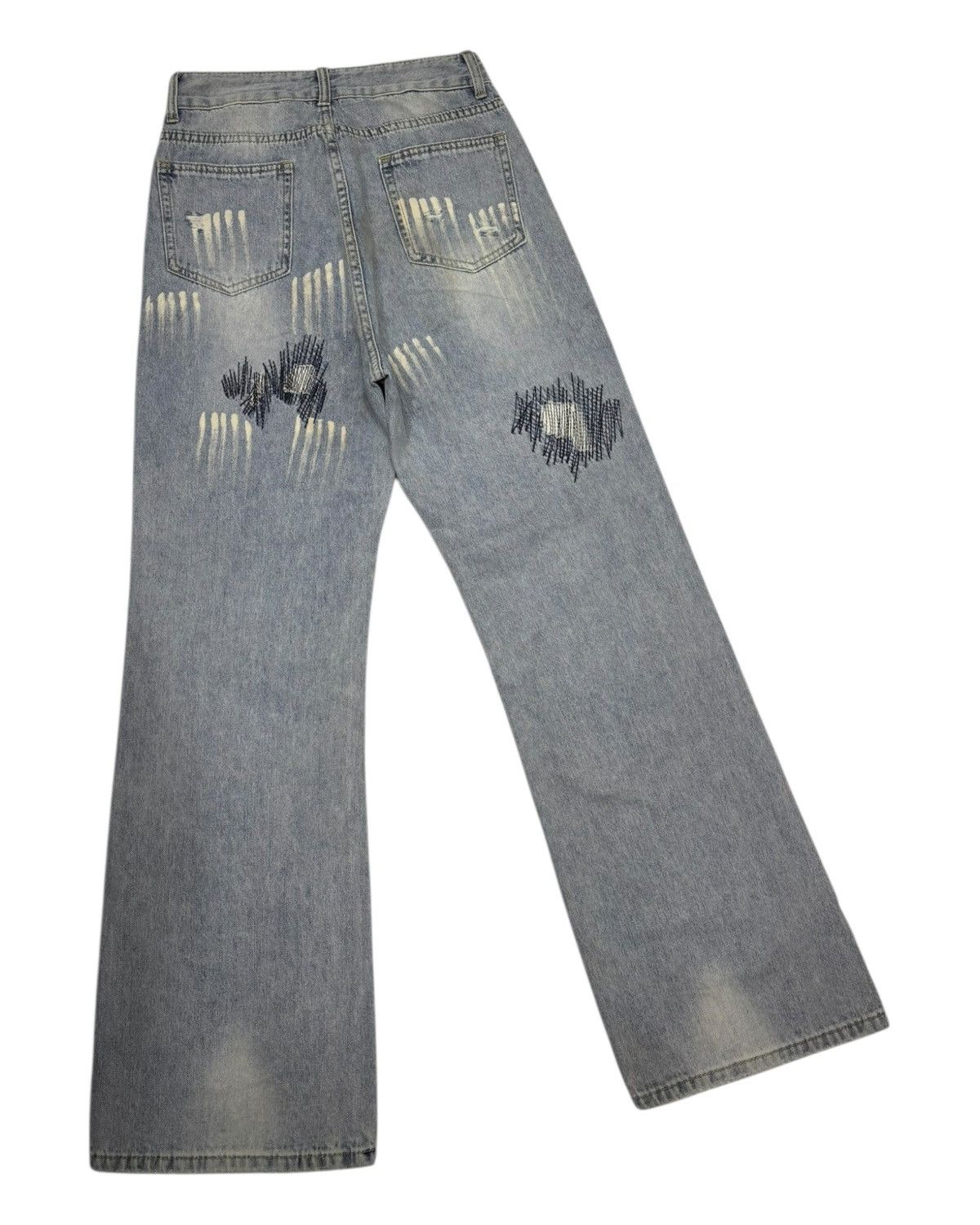 Hysteric Glamour × JNCO VINTAGE POEM DISTRESSED ZIGZAG DENIM FLARE JEANS Size US 27 - 4 Thumbnail