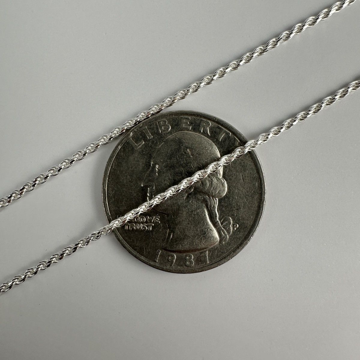 Jewelry Silver Chain Solid .925 Silver Rope Chain 1.5mm 20 Inches Size ONE SIZE - 6 Thumbnail
