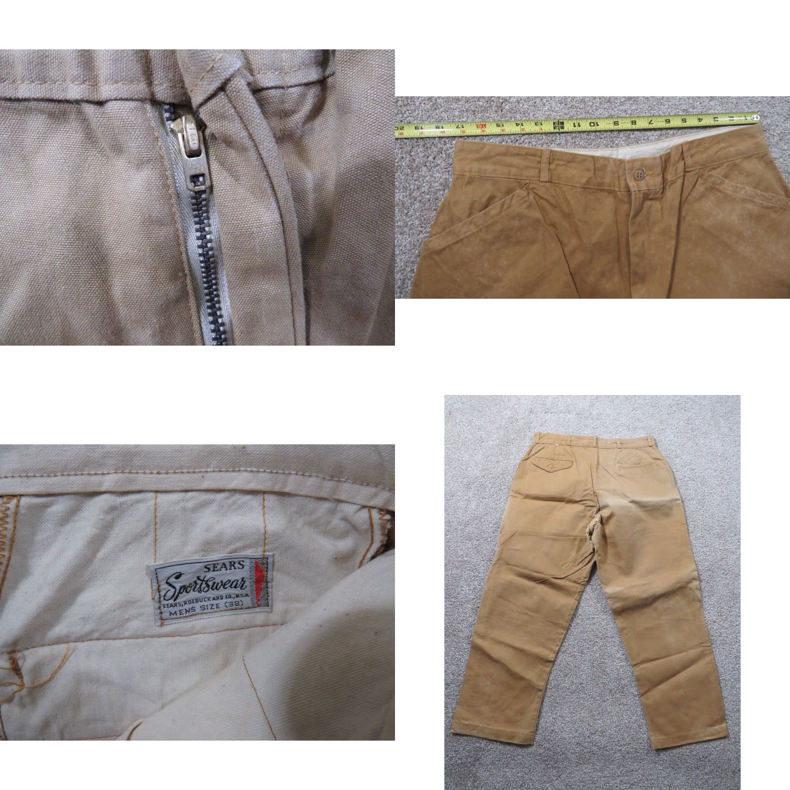 Sears VTG Sears Roebuck Sportswear Duck Canvas Hunting Pant 34x29 Talon Zipper Beige Regular Men Pants Size US 34 / EU 50 - 8 Thumbnail