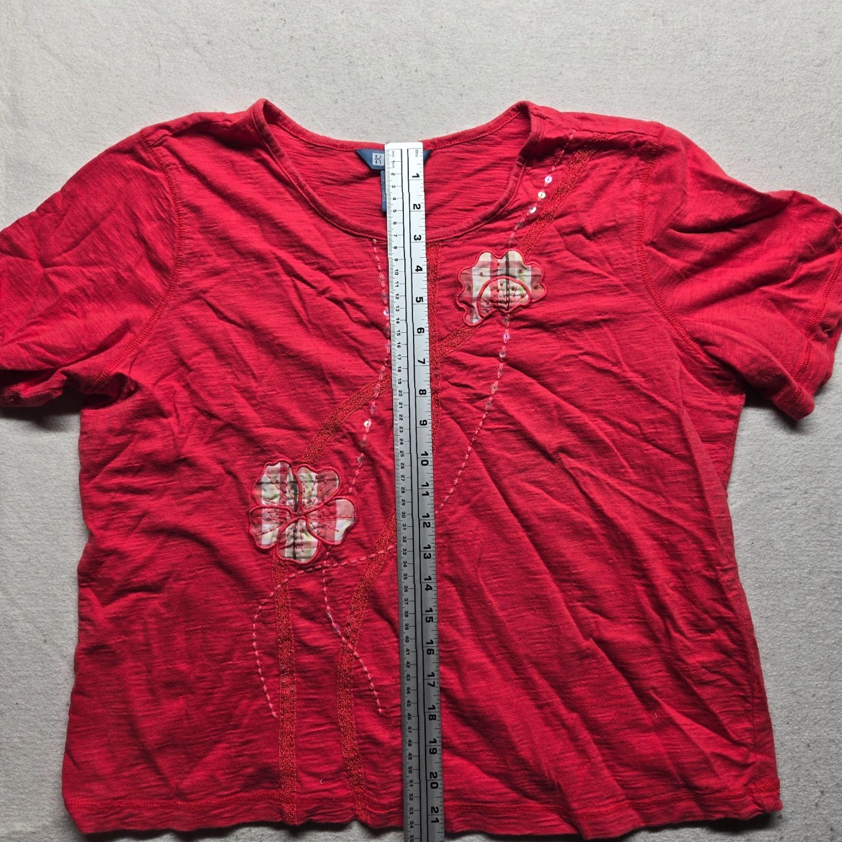 Vintage Koret Shirt Adult XL Red Floral Embroidered Short Sleeve Blouse Women Size XL / US 12-14 / IT 48-50 - 6 Thumbnail
