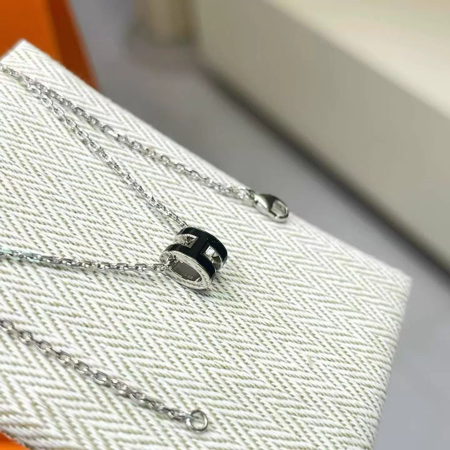 Hermes Hermes Pop Mini H Black Silver Necklace AH320 Size ONE SIZE - 3 Thumbnail
