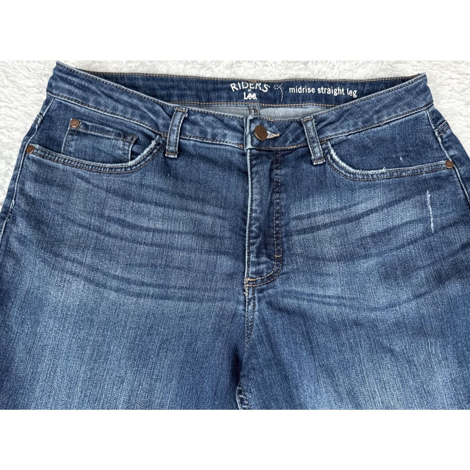 Lee Riders By Lee Jeans Women Mid Rise Straight Leg Stretch Denim Blue 32x33 Size 24" / US 00 / IT 34 - 4 Thumbnail