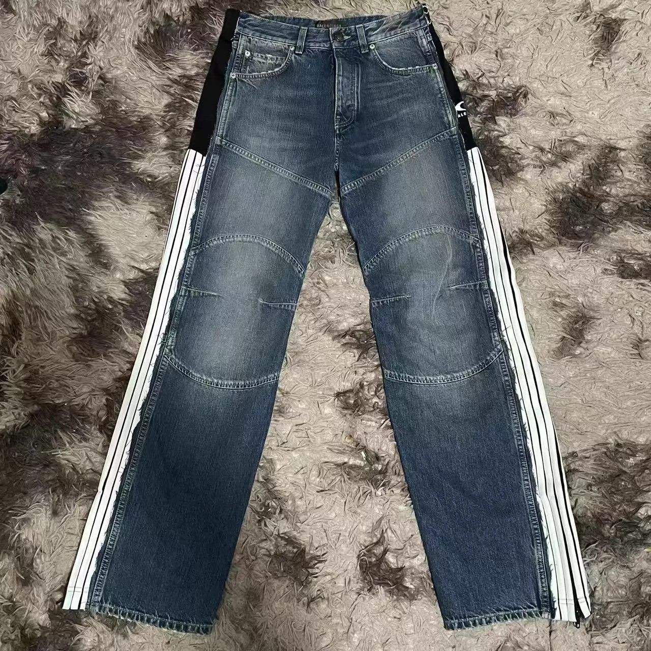 Balenciaga Balenciaga FW25 CUT-UP Blue Striped Distressed Denim Size US 27 - 1 Thumbnail