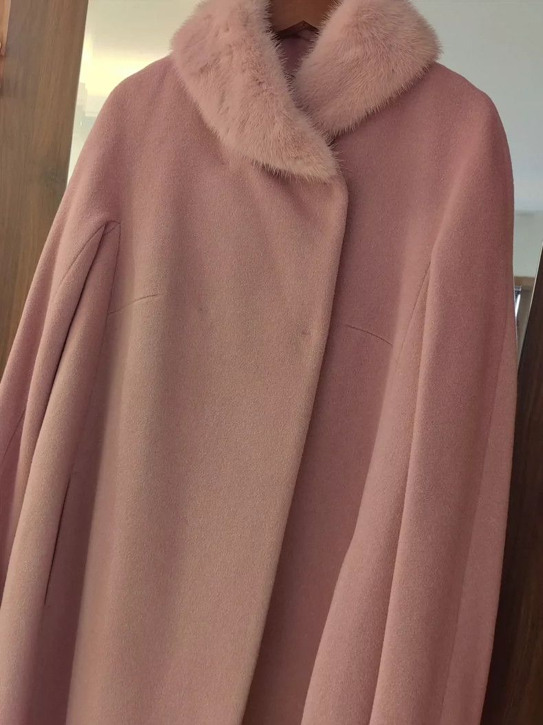 Max Mara Max Mara Pink Mink Collar Cape Coat Size S / US 4 / IT 40 - 3 Thumbnail