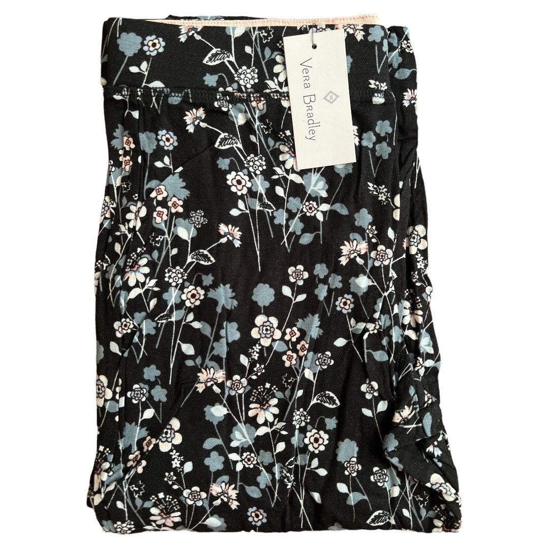 Vera Bradley VERA BRADLEY Black Floral Flared Pants w/ Tag, Small Size 28" / US 6 / IT 42 - 4 Thumbnail