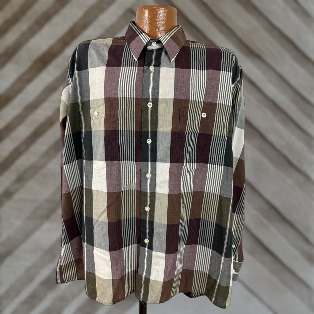 Pierre Cardin VINTAGE Pierre Cardin Shirt Men XL Check 80s Casual Hipster Preppy Lightweight Cotton Poly Blend Long Sleeve Button-Up Gray Collared 80s Theme Size US XL / EU 56 / 4 - 1 Thumbnail