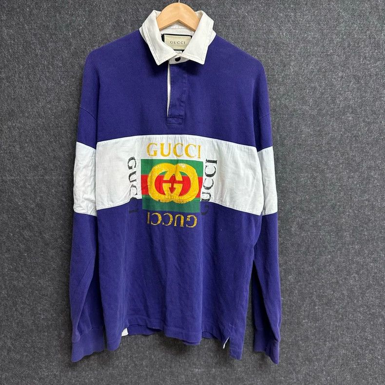 Gucci Logo letter print loose long-sleeved polo shirt 2501-