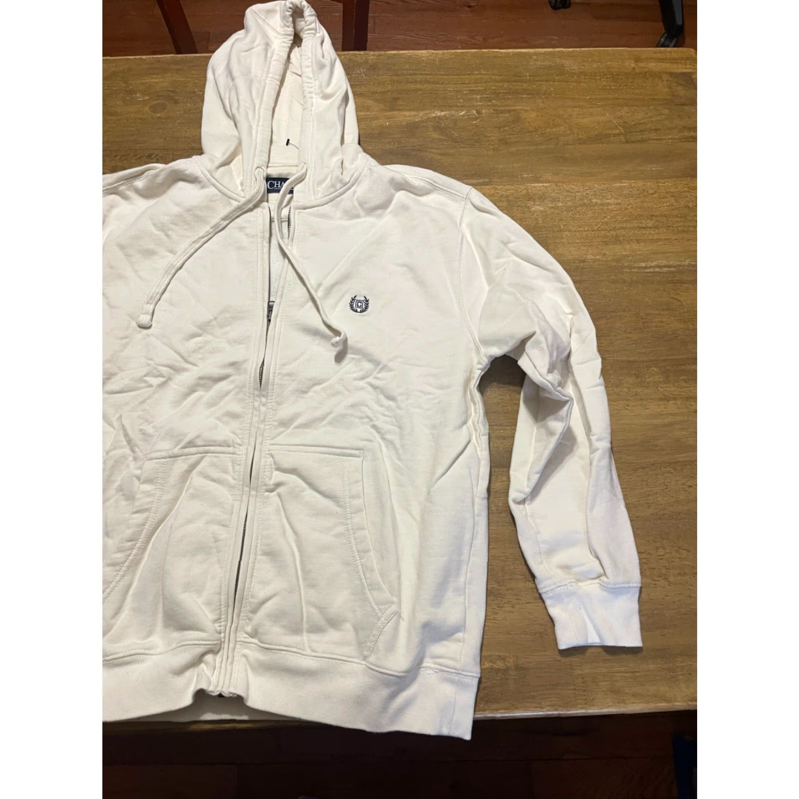 Chaps Chaps Hoodie Womens Large Ivory Full Zip Logo Drawstring Embroidered Size L / US 10 / IT 46 - 3 Thumbnail