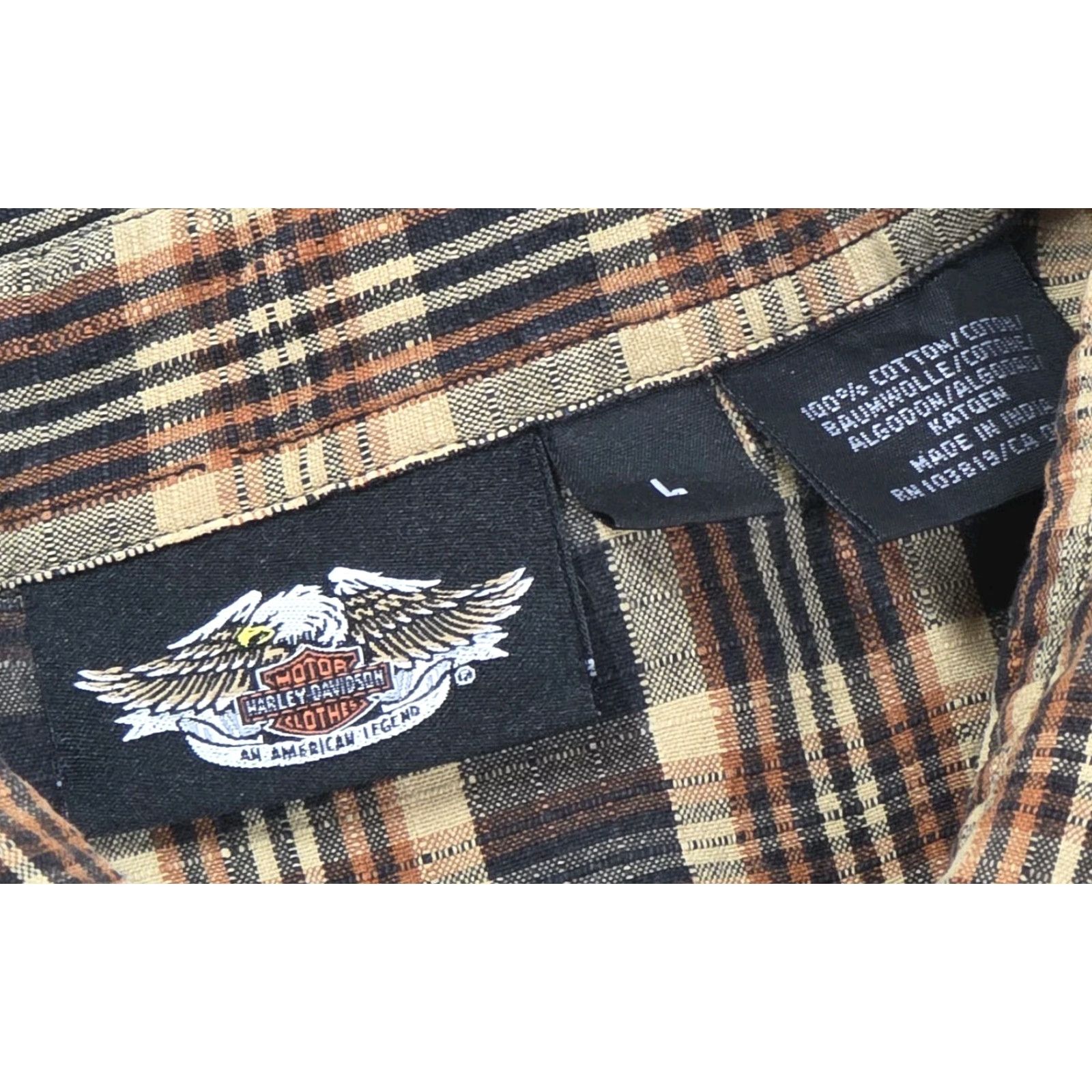 Harley Davidson Harley-Davidson Pearl Snap Shirt Mens L Western Moto Cowboy Gorpcore Y2k Mens Shirt Plaid Brown Cotton Logo Embroidered Vintage No Size US L / EU 52-54 / 3 - 7 Thumbnail