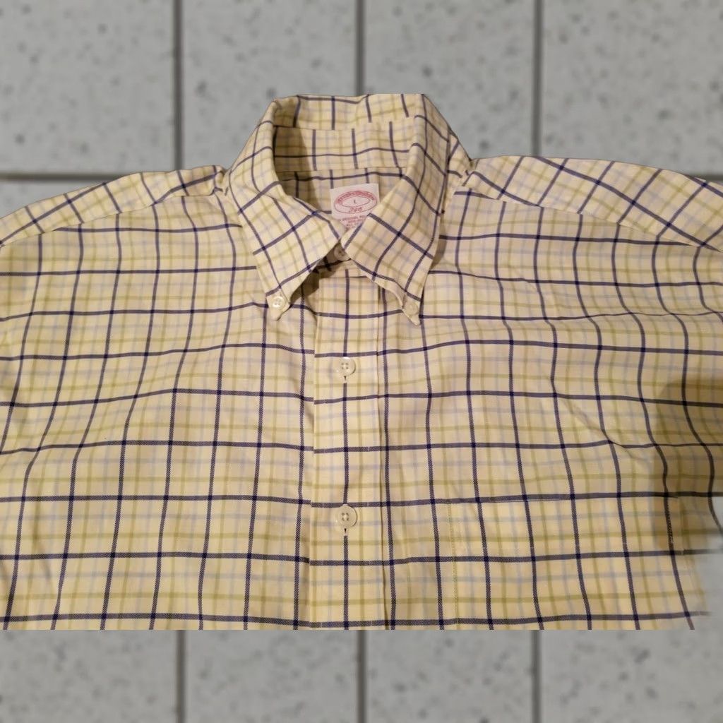 Brooks Brothers Brooks Brothers Dress Shirt Men L Green White Cotton Button Long Sleeve Striped Shirt Programmed: N/A Size 42R - 1 Thumbnail