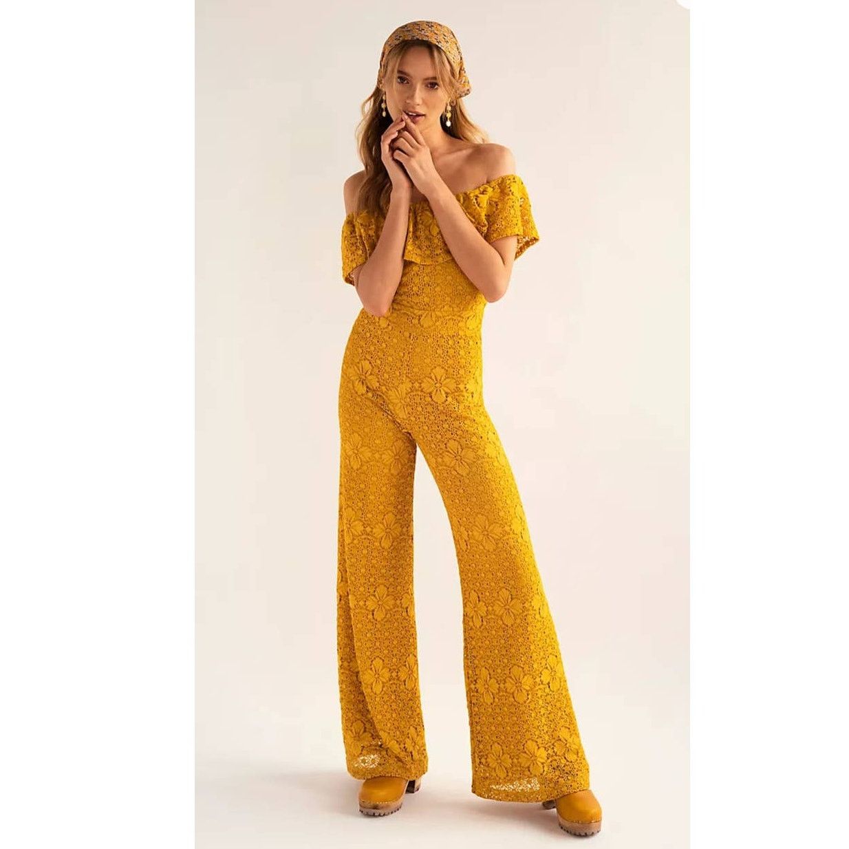 Free People New Free People NIGHTCAP Sunflower Positano Jumpsuit $495 XS Size 26" / US 2 / IT 38 - 1 Thumbnail