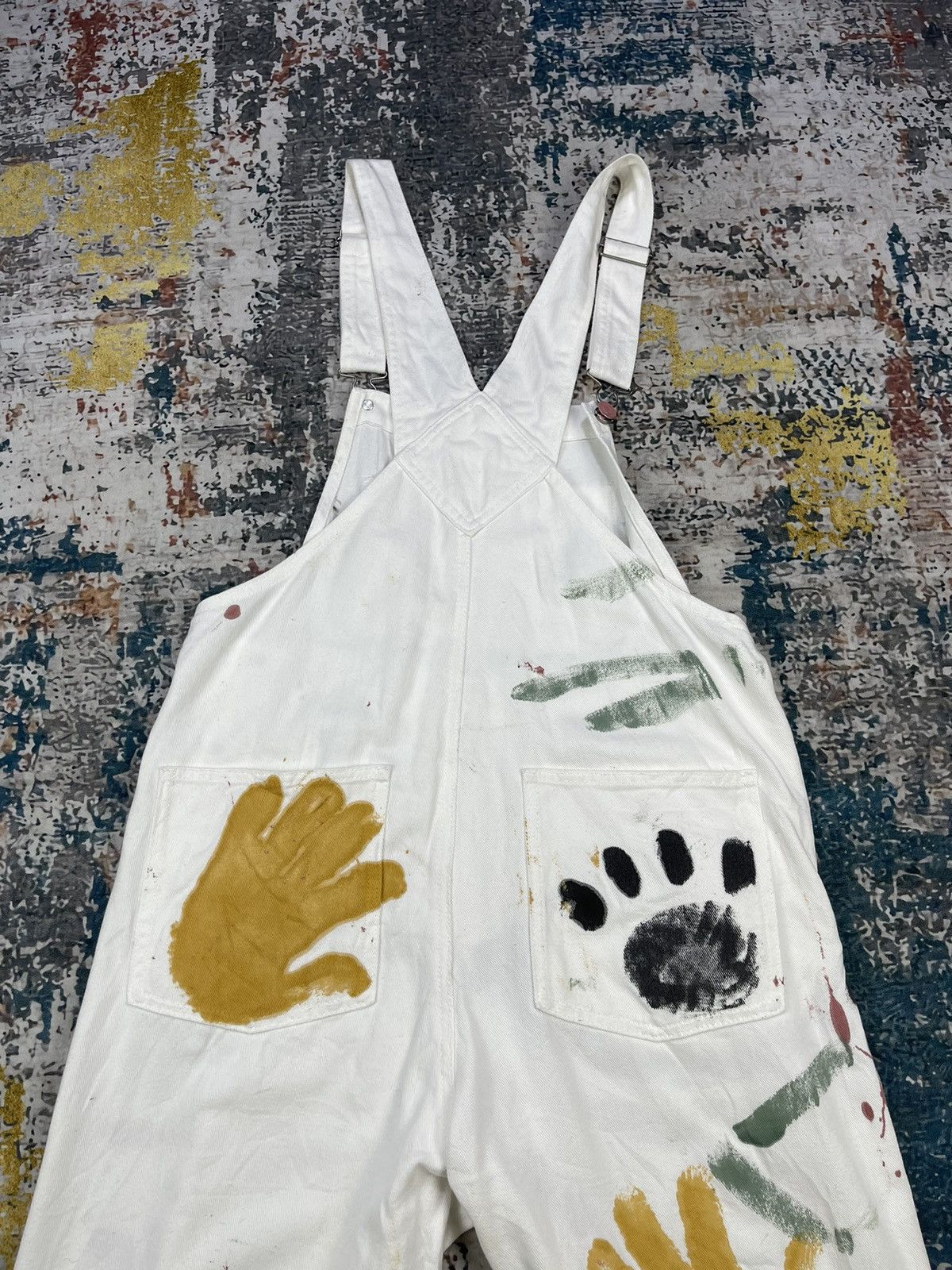 Japanese Brand Art Deco Wego Paint Splatter Bib Denim Overalls Size US 34 / EU 50 - 6 Thumbnail