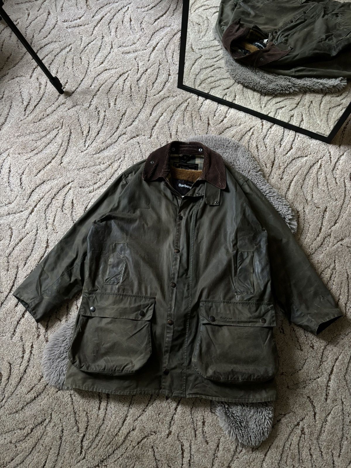 image of Barbour Border Jacket Wax Vintage 2 In 1 Green Parkas, Men's (Size 2XL)