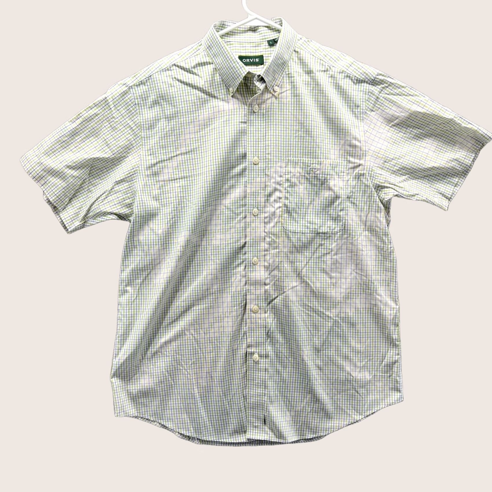 Orvis Orvis Shirt Mens L Green Check Short Sleeve Button Front Casual Woven Size US L / EU 52-54 / 3 - 1 Thumbnail