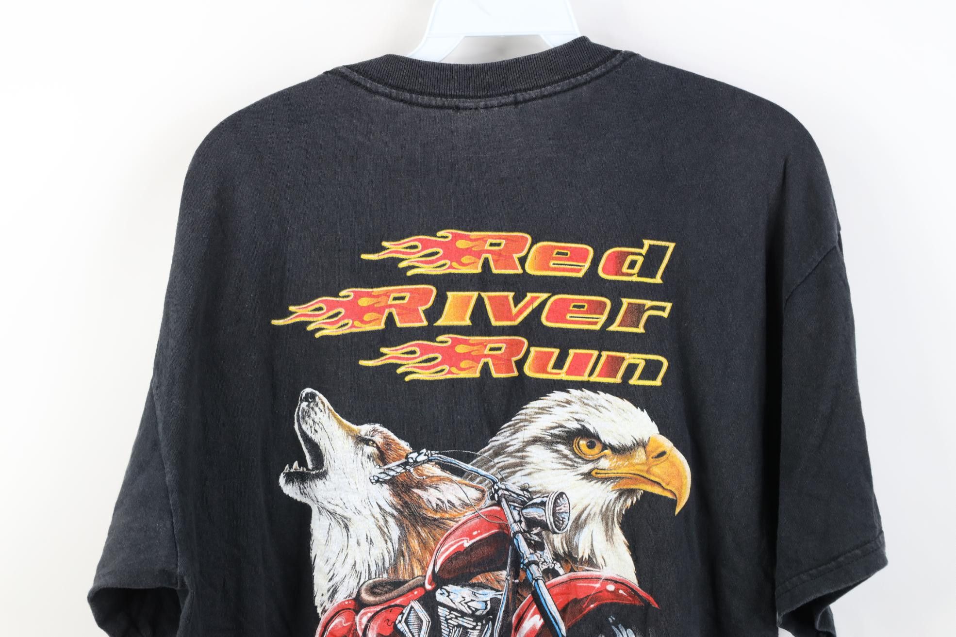 Vintage Vintage Y2K 2003 Red River Run Eagle Wolf Motorcycle T-Shirt Size US L / EU 52-54 / 3 - 13 Thumbnail