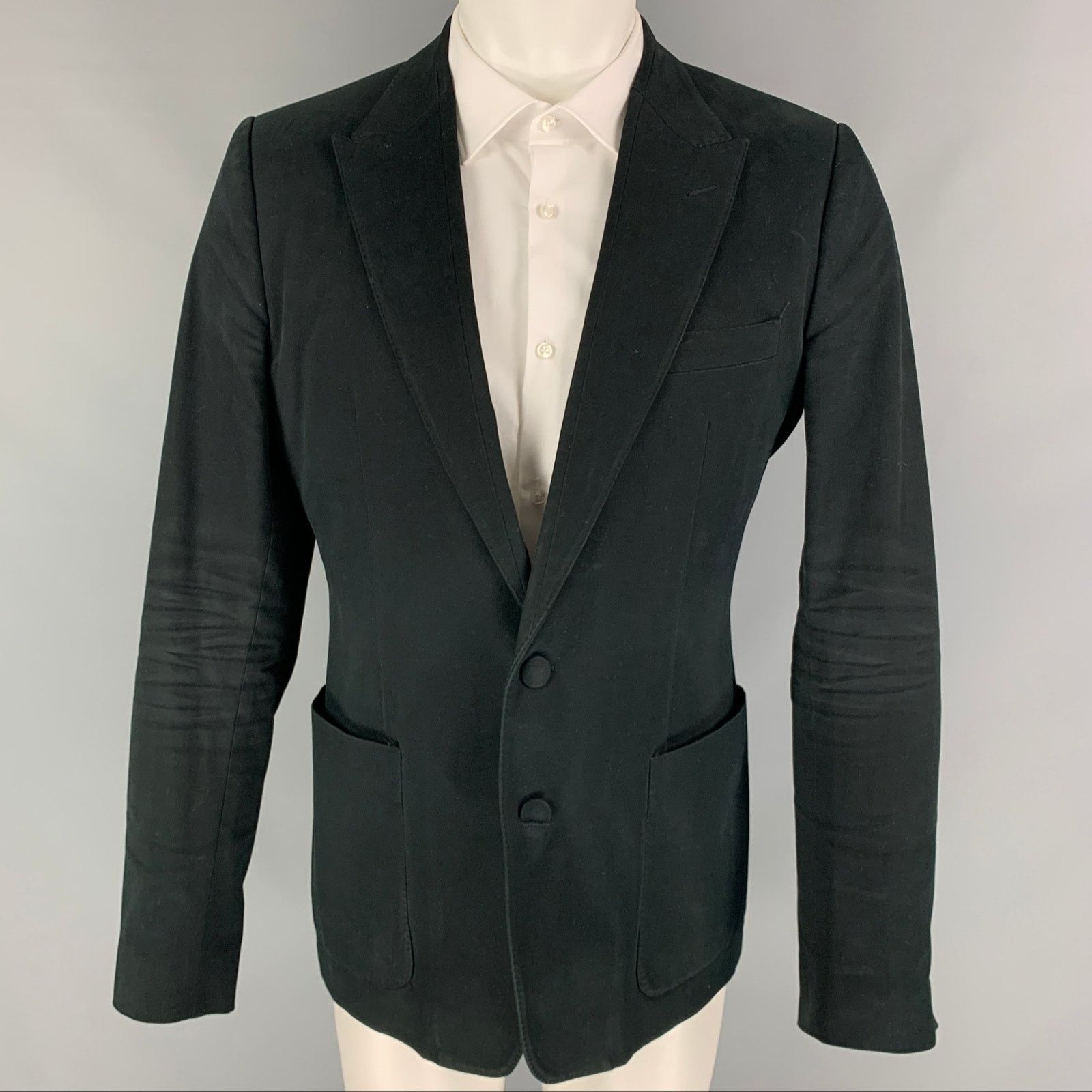 Dolce & Gabbana Size 40 Black Cotton Blend Notch Lapel Sport Coat Size 40R - 1 Thumbnail