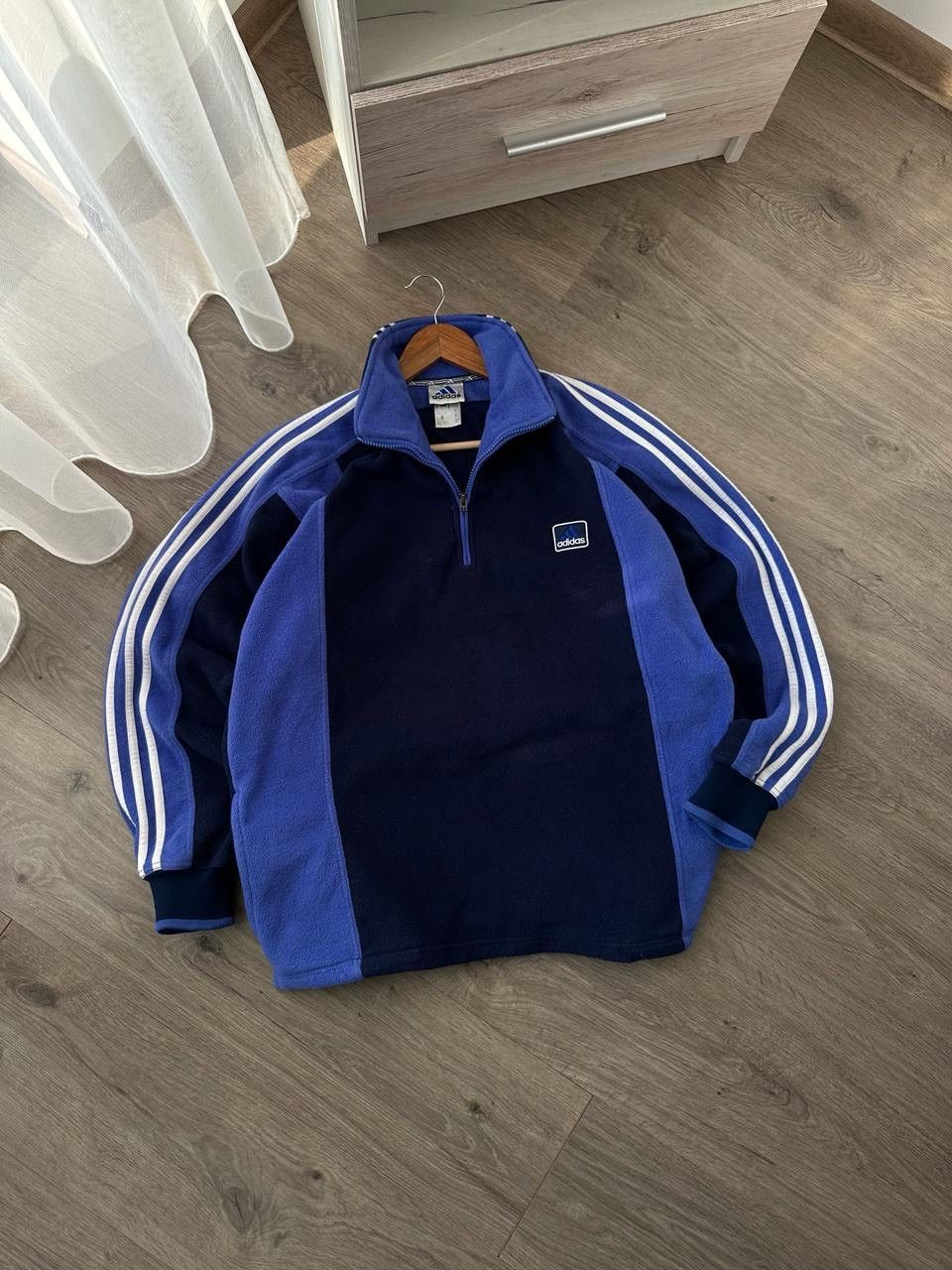 Adidas × Vintage Vintage Adidas 1/4 zip fleece blue hoodie Size US M / EU 48-50 / 2 - 3 Thumbnail