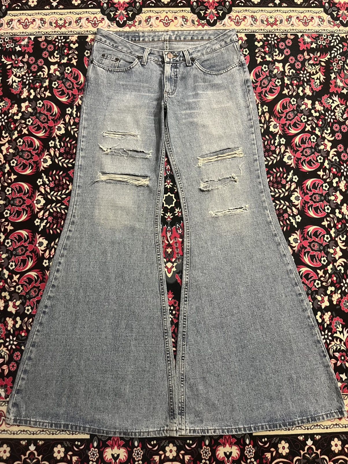 5351 POUR LES HOMMES ⚡️Sick⚡️Damyller Mud Max Inspired Super Bellbottom Flare Jean Size US 31 - 1 Thumbnail