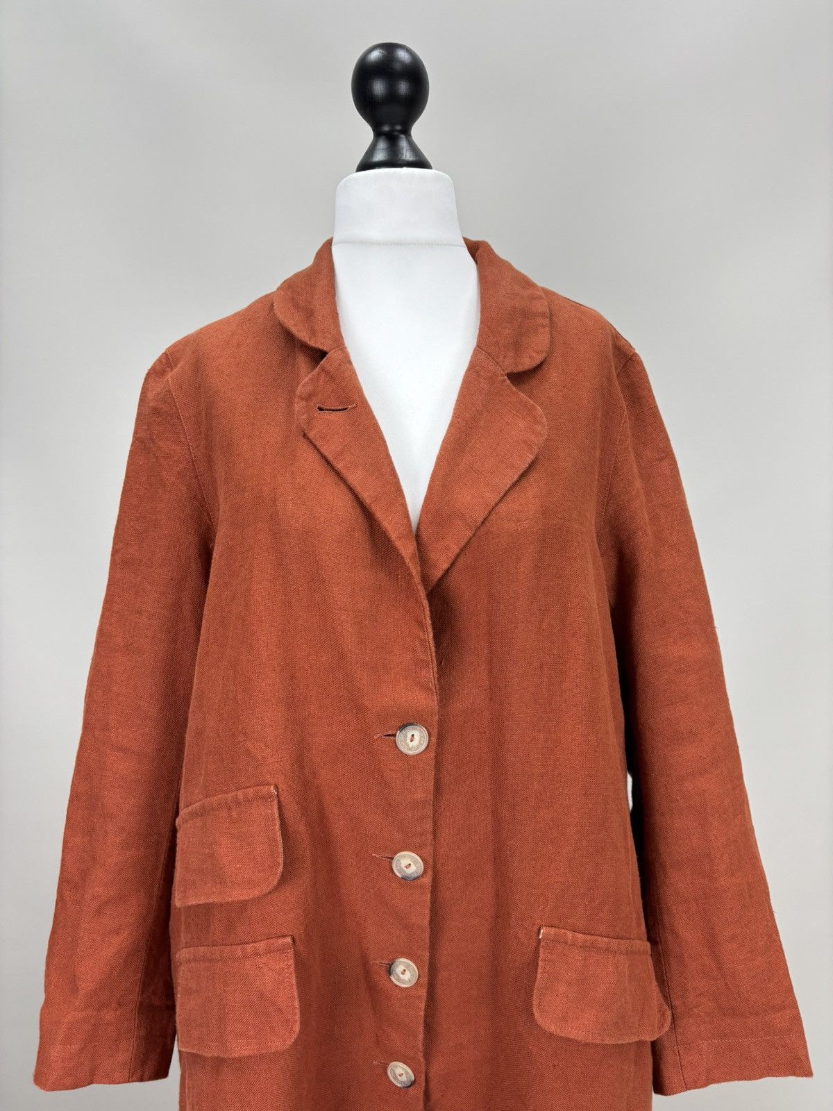 Other Womens linen coat Son de Flor Size XL/XXL Color Orange/Brown Size XL / US 12-14 / IT 48-50 - 3 Thumbnail
