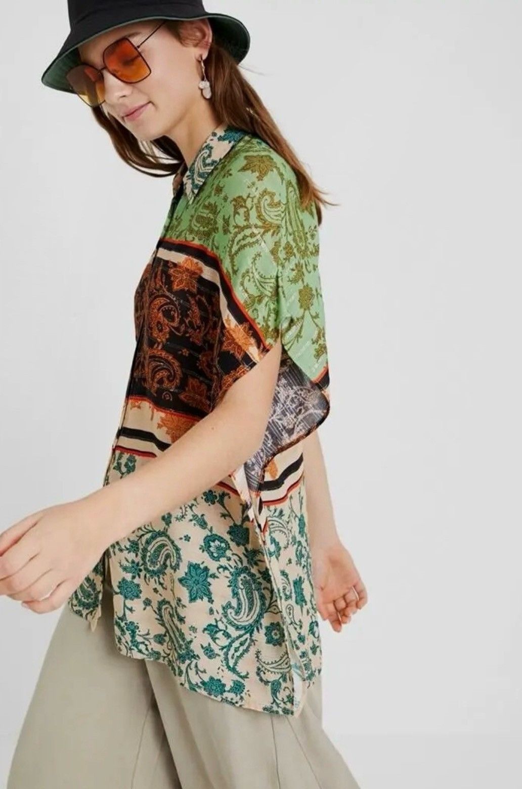 Desigual Desigual Oversized Paisley Floral Short Sleeve Shirt Blouse Size S / US 4 / IT 40 - 3 Thumbnail