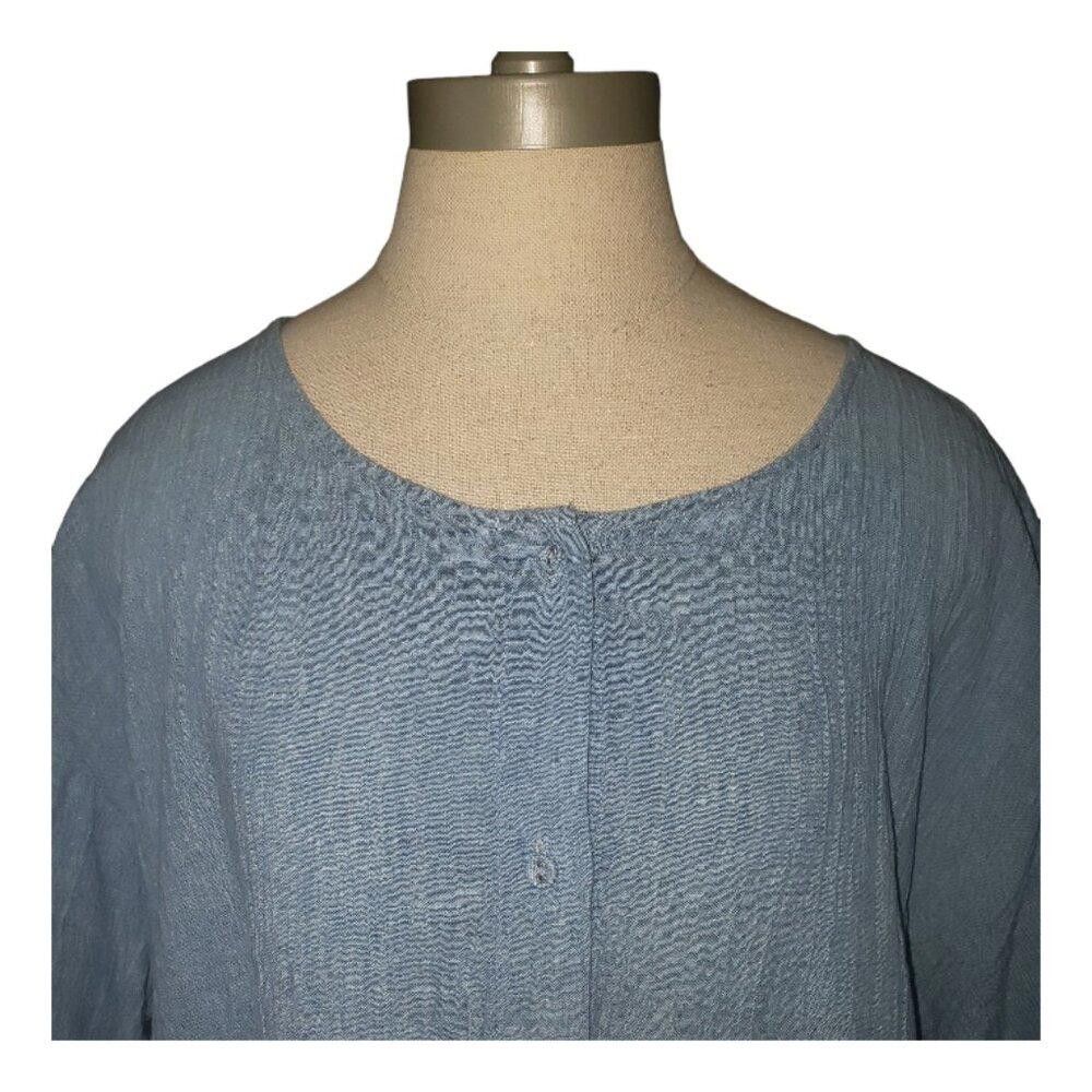 Designer CT329 Poetry Blue Short Sleeve Ladies Tunic 10 Size L / US 10 / IT 46 - 4 Thumbnail