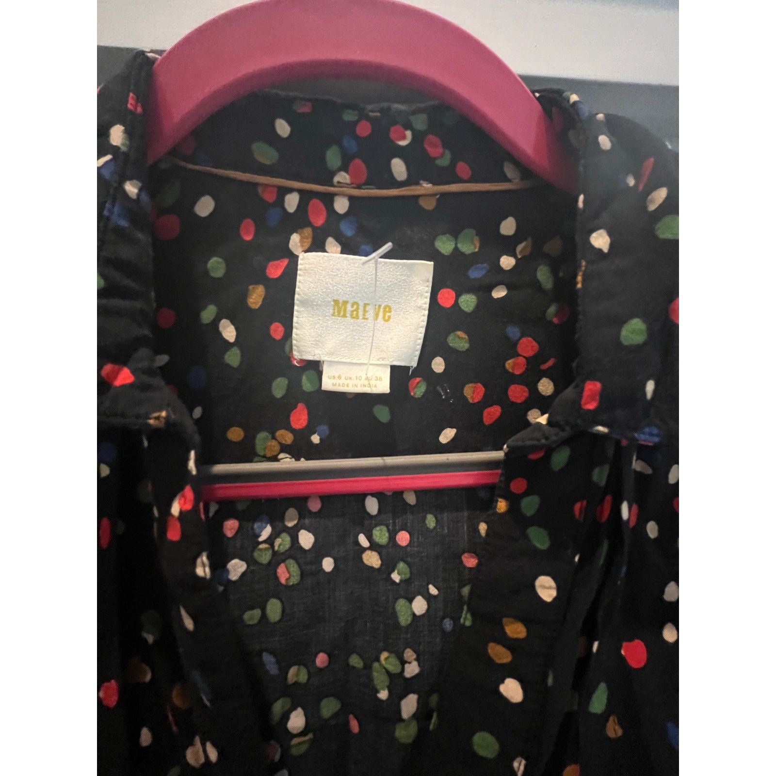 Anthropologie Maeve Anthropologie Multicolor Dot Blouse | Size 6 EUC Size M / US 6-8 / IT 42-44 - 2 Thumbnail