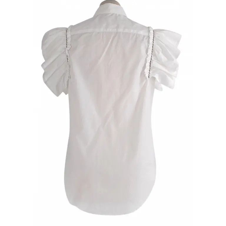 Miu Miu o1la1rc1a0724 Blouse in White Size XXS / US 00 / IT 34 - 2 Thumbnail