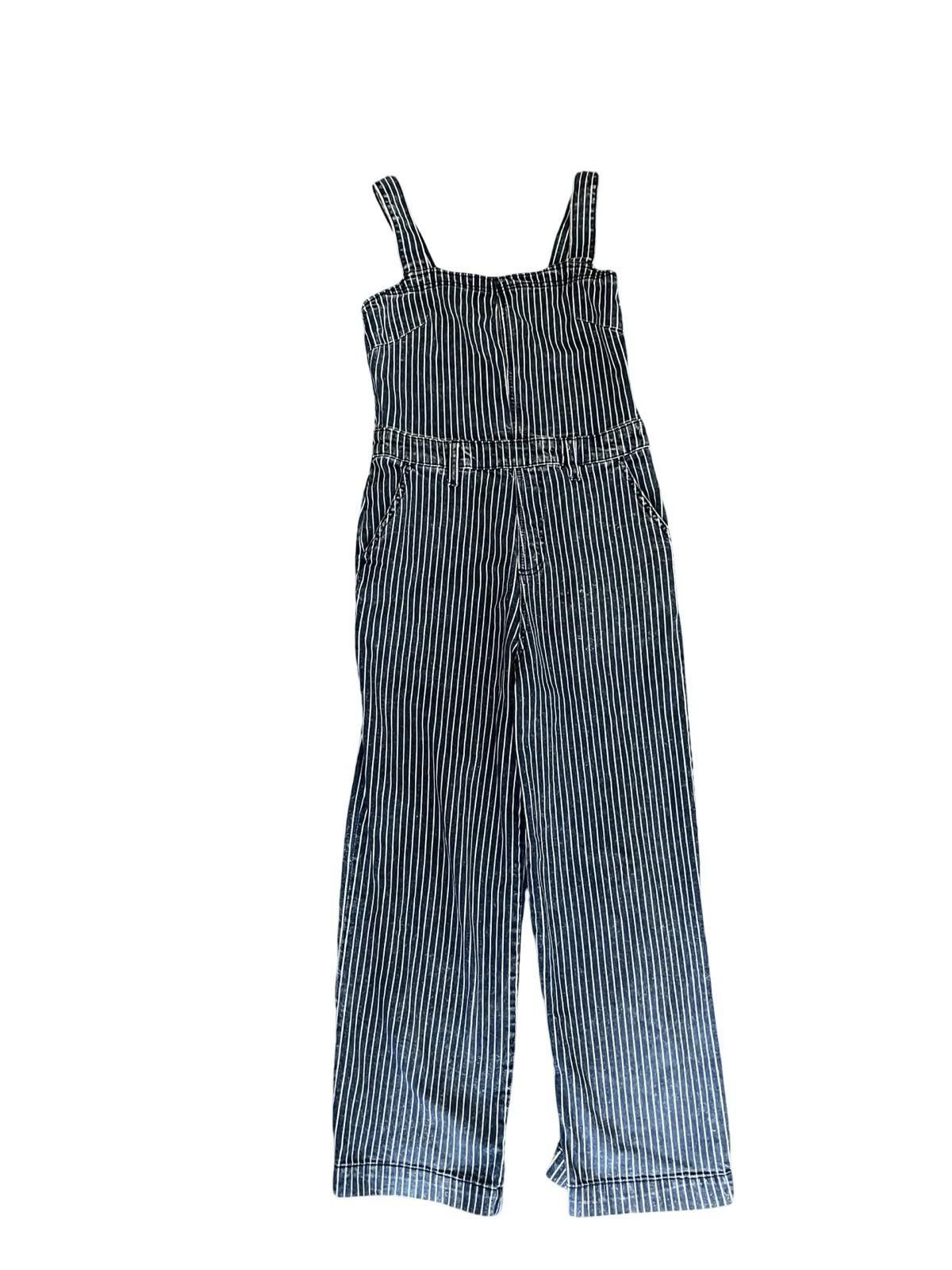 Unknown London Women's Striped Denim Jumpsuit with Adjustable Straps Size 27" / US 4 / IT 40 - 2 Thumbnail