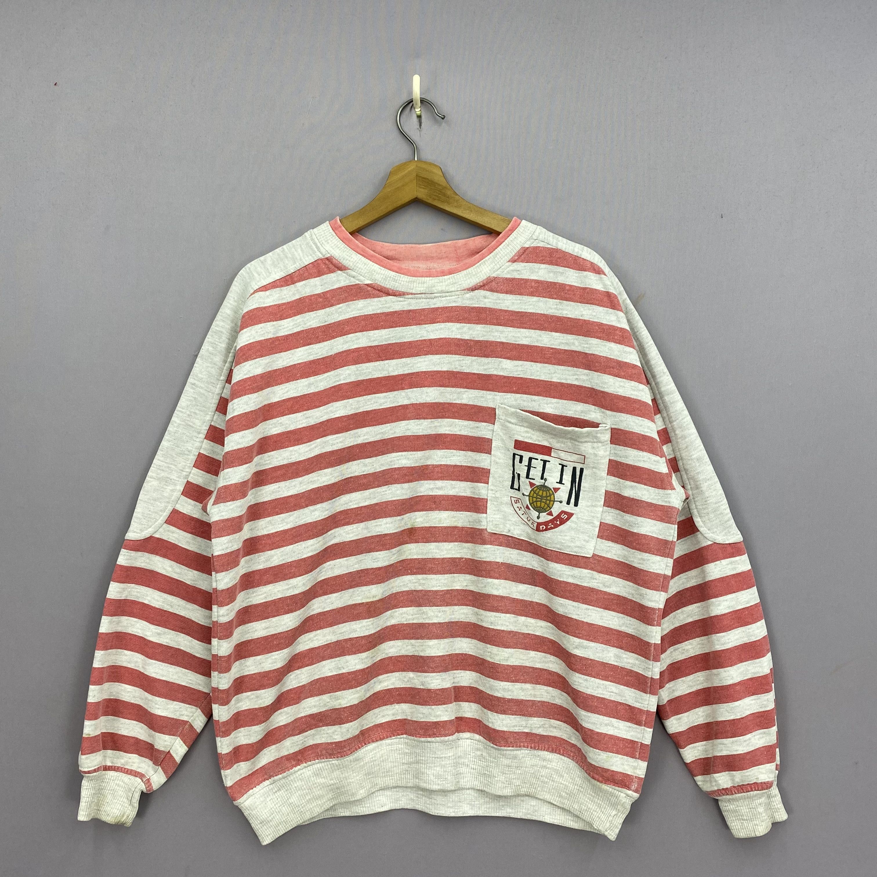 Japanese Brand Vintage Saturdays Sweater 90s Striped Streetwear Sweatshirt Size US L / EU 52-54 / 3 - 1 Thumbnail