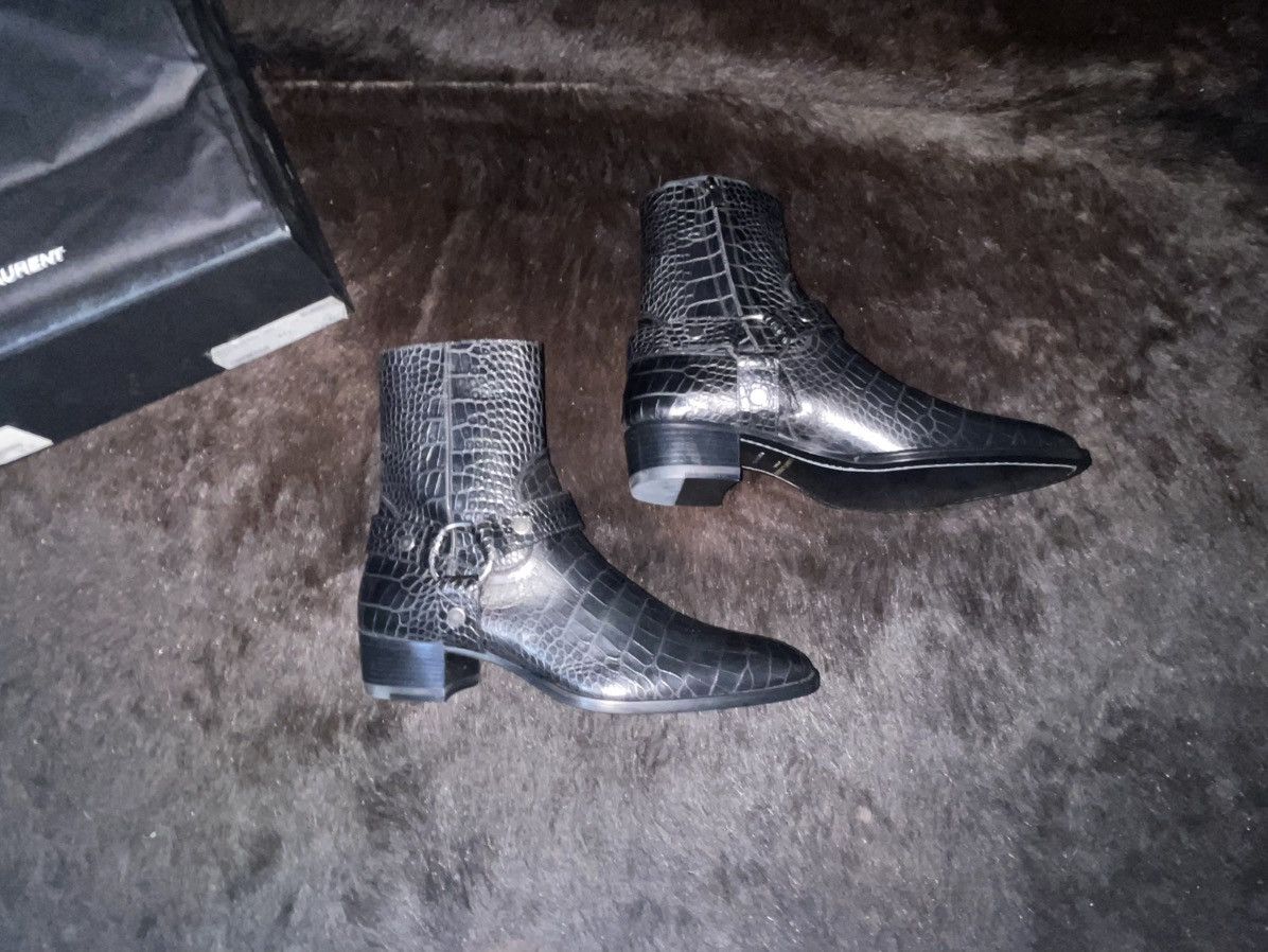 Saint Laurent Paris SAINT LAURENT PARIS WYATT FAKE CROC NERO MENS BOOT EU 41.5 Size US 8.5 / EU 41-42 - 2 Thumbnail
