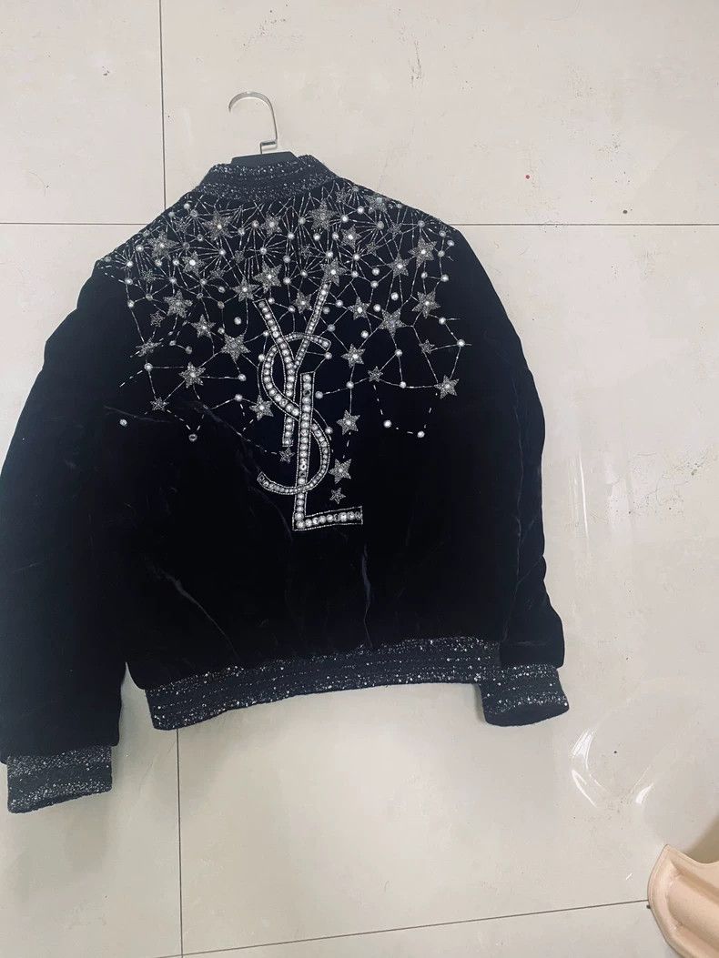 Yves Saint Laurent saint laurent 19 FW baby's breath velvet rhinestone basebal Size XS / US 0-2 / IT 36-38 - 2 Thumbnail