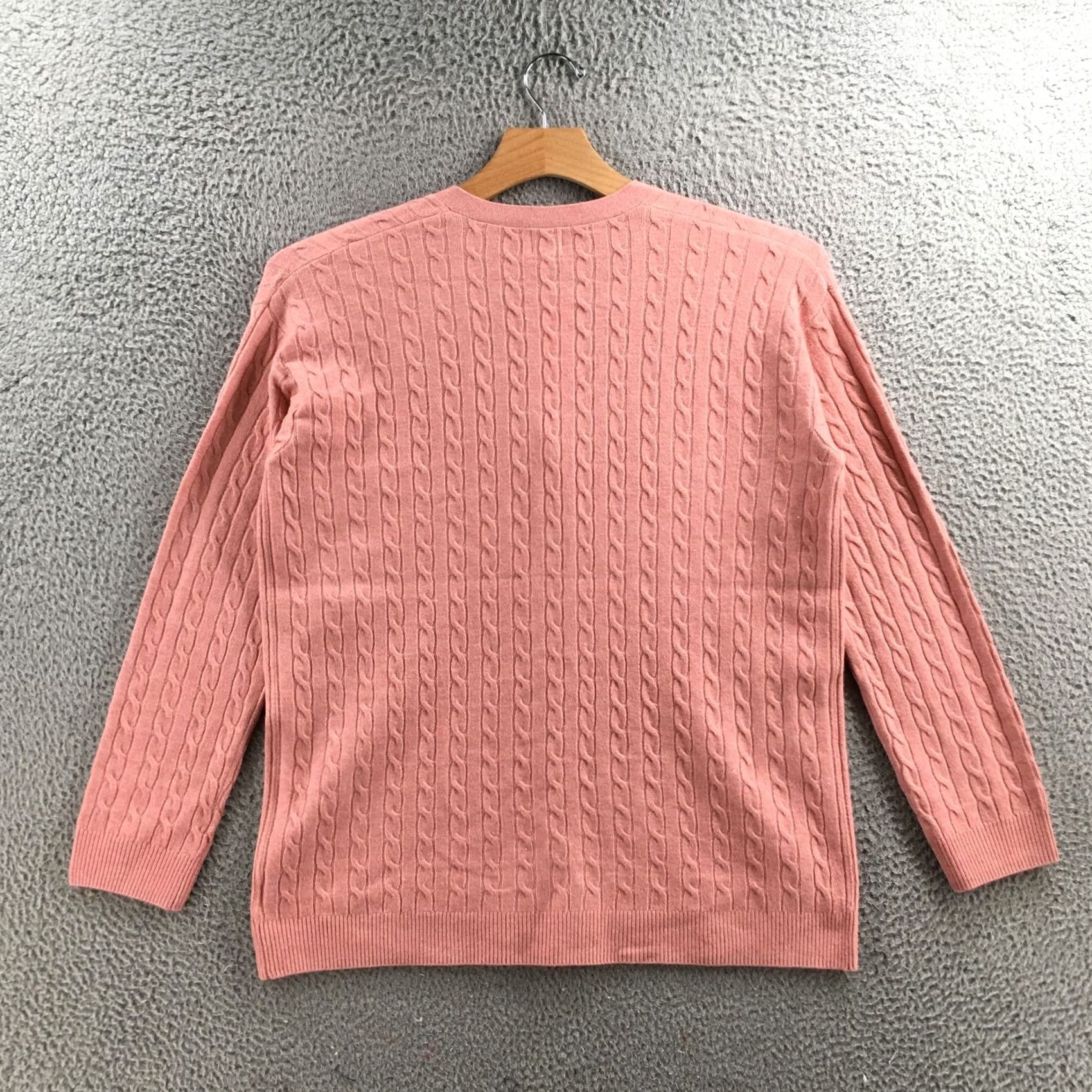 Vintage A New Day Cardigan Sweater Womens M Pink Cable Knit Long Sleeve VNeck Casual NEW Size M / US 6-8 / IT 42-44 - 7 Thumbnail