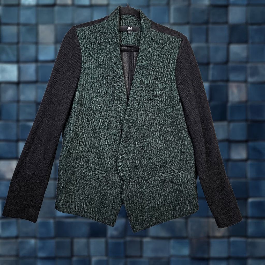 Tibi Tibi Blazer Shirt Women’s Green Black Open Front Size 6 Wool/Viscose/Polyester Regular Modern 6 Women’s Blazer Size M / US 6-8 / IT 42-44 - 1 Thumbnail
