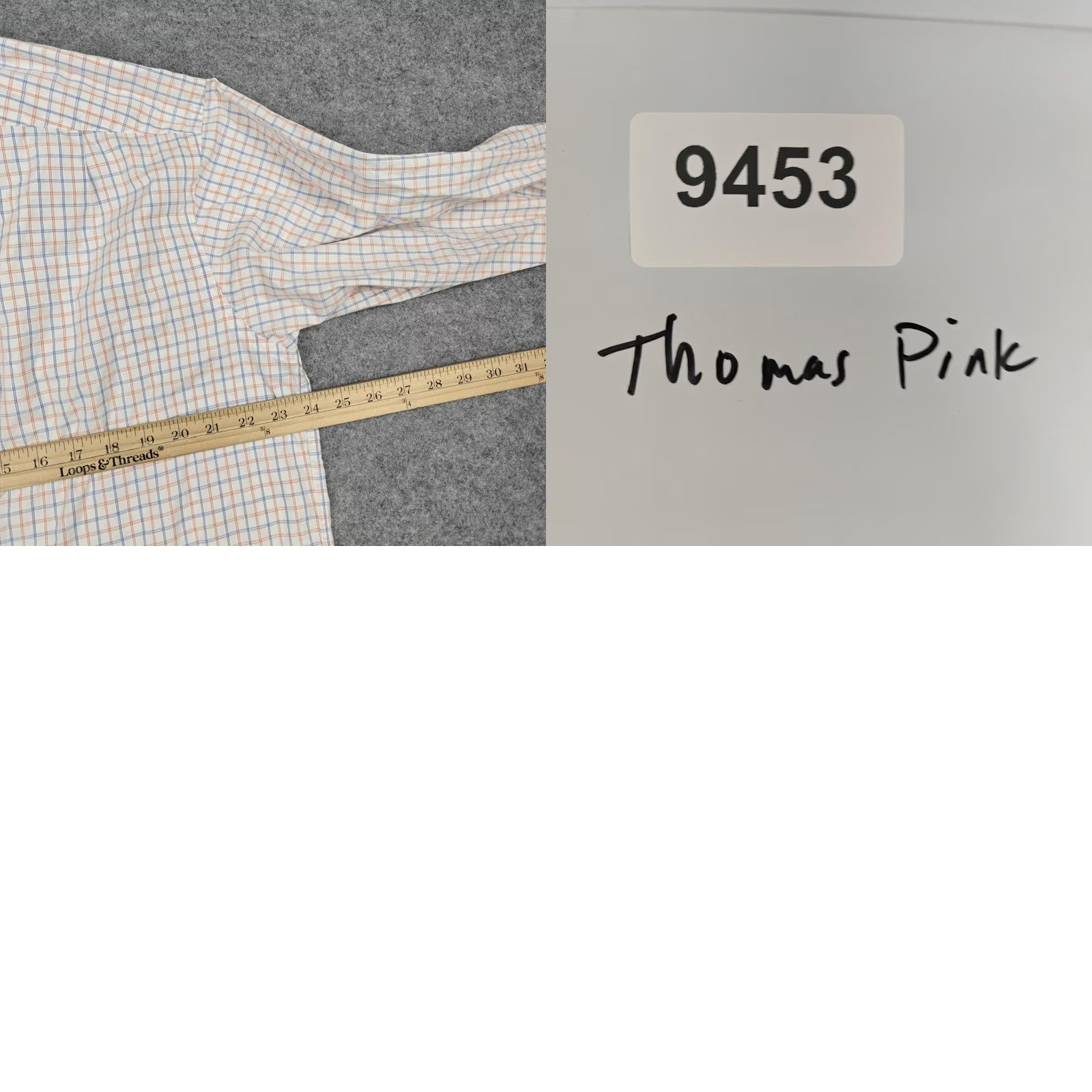 Vintage Thomas Pink Mens Dress Shirt 17 34/35 White Check Regular Fit Long Sleeve Cotton Size 46R - 8 Thumbnail